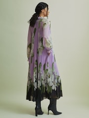 Florere Pleated Tie Neck Maxi Dress - Image 3 of 7