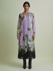 Florere Pleated Tie Neck Maxi Dress - Image 4 of 7