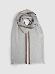 Reiss Grey Lola Logo-Embroidered Wool-Herringbone Scarf - Image 3 of 5