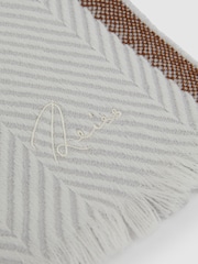 Reiss Grey Lola Logo-Embroidered Wool-Herringbone Scarf - Image 4 of 5