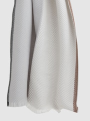 Reiss Grey Lola Logo-Embroidered Wool-Herringbone Scarf - Image 5 of 5