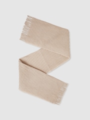 Reiss Neutral Norah Wool Waffle Scarf - Image 1 of 5
