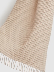 Reiss Neutral Norah Wool Waffle Scarf - Image 5 of 5