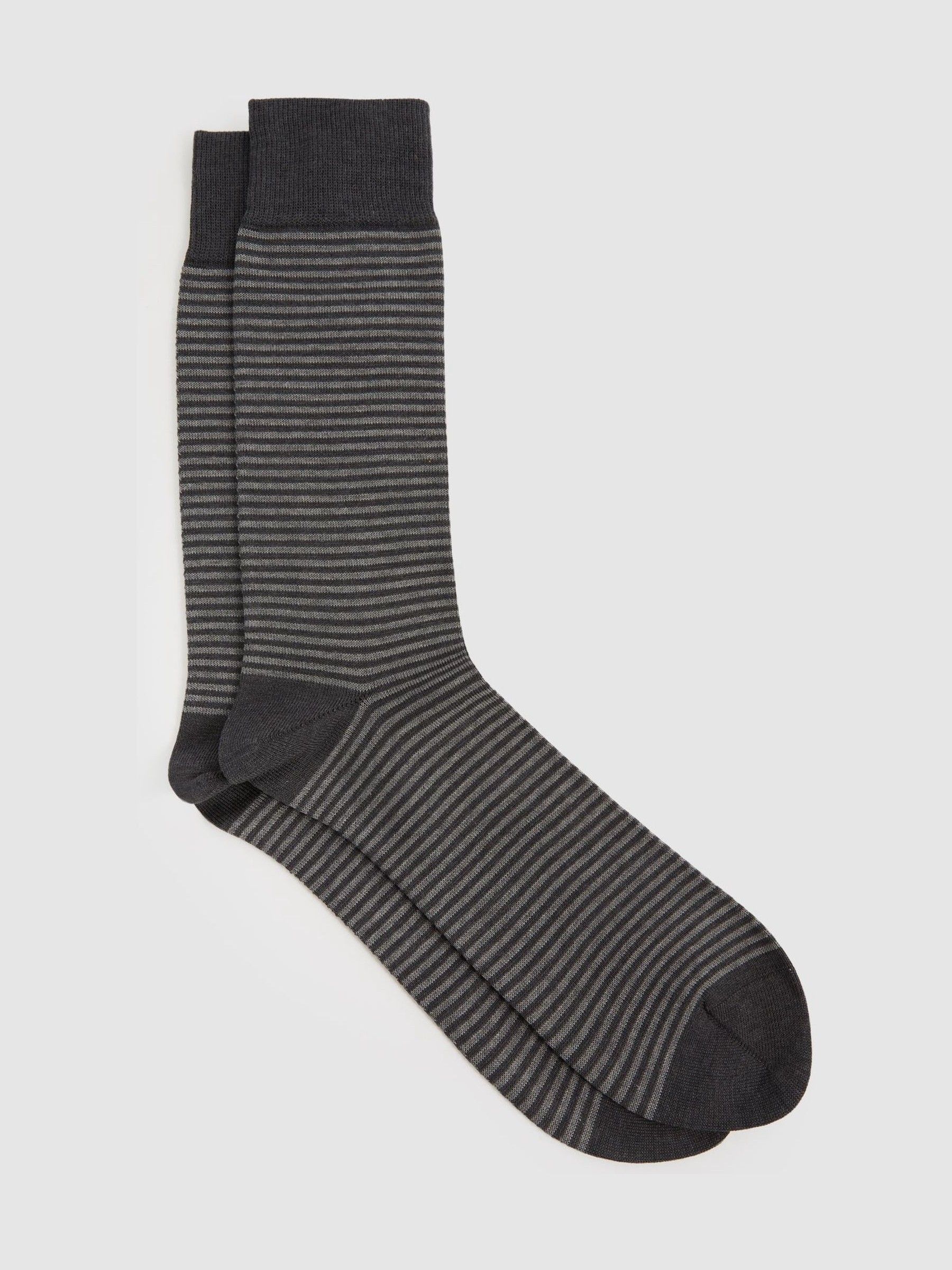 Reiss Charcoal/grey Mario Stripe Striped Socks