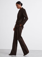 Chocolate - Reiss Lena Atelier Virgin Wool-Blend Suit Trousers - Imagen 1 de 5