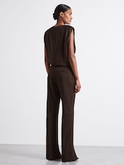 Chocolate - Reiss Lena Atelier Virgin Wool-Blend Suit Trousers - Imagen 4 de 5