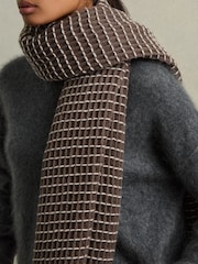 Reiss Taupe Norah Wool Waffle Scarf - Image 2 of 5