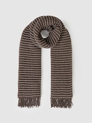 Reiss Taupe Norah Wool Waffle Scarf - Image 3 of 5