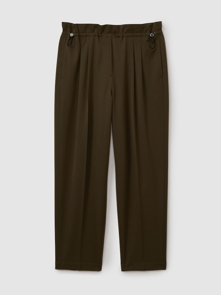 Caqui - Reiss Essie Drawstring Waist Tapered Trousers - Imagen 2 de 5