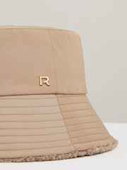 Reiss Taupe Bella Reversible Fleece and Twill Bucket Hat - Image 4 of 4