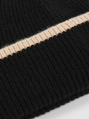 Reiss Black/Camel Hattie Rib-Knit Tipped Beanie With Cashmere - Image 3 of 3