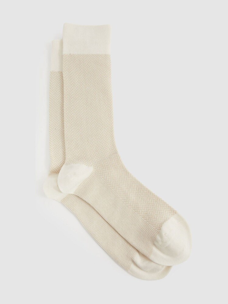 Reiss Ecru/Oatmeal Otis Cotton-blend Socks - Image 1 of 3