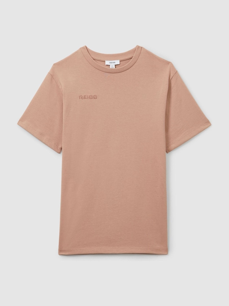 Reiss Mink Camryn 13-14 yrs Cotton-Jersey Logo-Embroidered T-Shirt Dress - Image 1 of 4