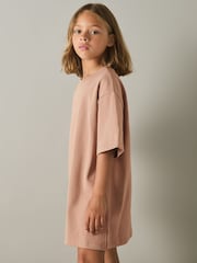 Reiss Mink Camryn 13-14 yrs Cotton-Jersey Logo-Embroidered T-Shirt Dress - Image 3 of 4