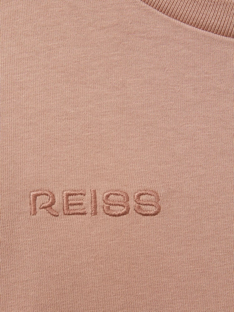 Reiss Mink Camryn 13-14 yrs Cotton-Jersey Logo-Embroidered T-Shirt Dress - Image 4 of 4