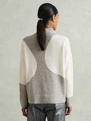 Reiss Ivory/Grey Georgia Colourblock Roll Neck Jumper - Image 5 of 6