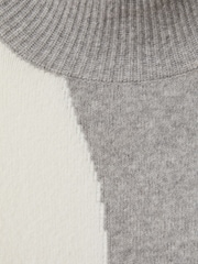 Reiss Ivory/Grey Georgia Colourblock Roll Neck Jumper - Image 6 of 6