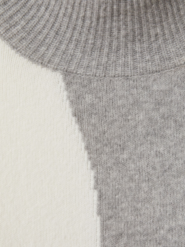 Reiss Ivory/Grey Georgia Colourblock Roll Neck Jumper - Image 6 of 6