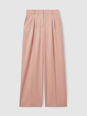 Reiss Pink Billie Petite Double Pleat Wide Leg Trousers - Image 2 of 7