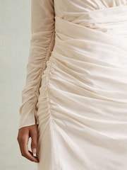 Reiss Pale Pink Kitty Ruched Mini Dress - Image 4 of 6