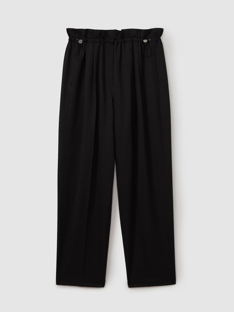 Negro - Reiss Essie Drawstring Waist Tapered Trousers - Imagen 2 de 5