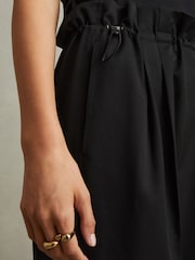 Negro - Reiss Essie Drawstring Waist Tapered Trousers - Imagen 3 de 5