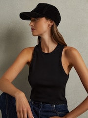Reiss Black Vickie Velvet Baseball Cap - Image 2 of 4