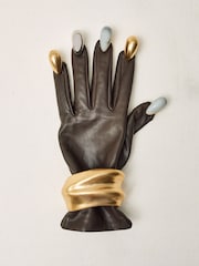 Chocolate - Luvas de couro Reiss Harriet com detalhes em ferragens - Imagem 4 de 4