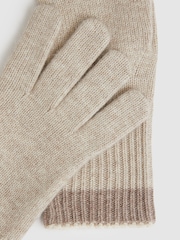 Reiss Taupe Florise Wool Blend Tipped Gloves - Image 3 of 3