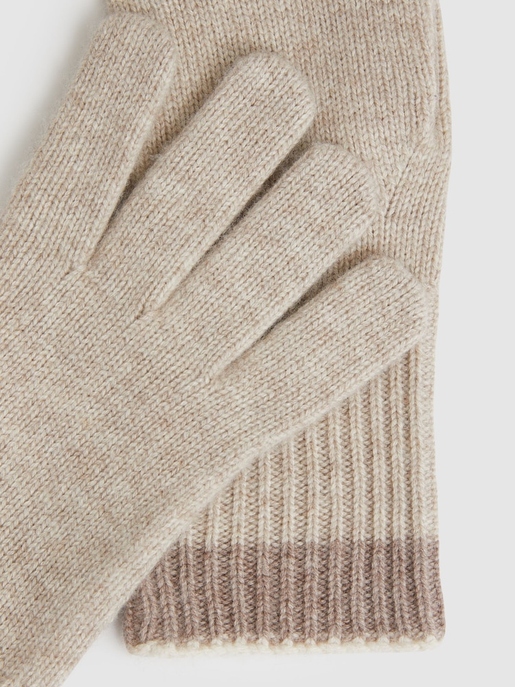 Reiss Taupe Florise Wool Blend Tipped Gloves - Image 3 of 3