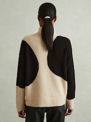 Reiss Oatmeal/Black Georgia Colourblock Roll Neck Jumper - Image 5 of 6