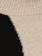Reiss Oatmeal/Black Georgia Colourblock Roll Neck Jumper - Image 6 of 6