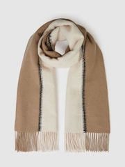 Reiss Camel Olivia Lambswool Whipstitched Scarf - Image 3 of 5