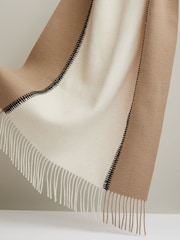 Reiss Camel Olivia Lambswool Whipstitched Scarf - Image 4 of 5