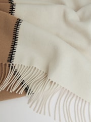 Reiss Camel Olivia Lambswool Whipstitched Scarf - Image 5 of 5