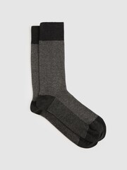 Reiss Charcoal/Grey Otis Cotton-blend Socks - Image 1 of 3