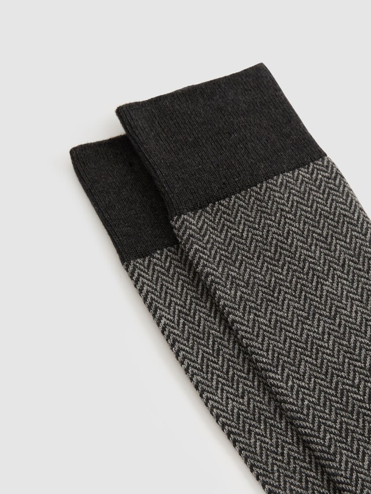 Reiss Charcoal/Grey Otis Cotton-blend Socks - Image 2 of 3 Reiss Charcoal/Grey Otis Cotton-blend Socks - Image 2 of 3