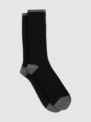 Negro/gris medio - Reiss Alby Wool-Cashmere Blend Ribbed Socks - Imagen 1 de 3