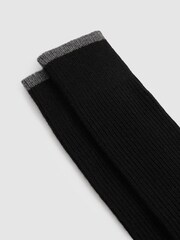 Negro/gris medio - Reiss Alby Wool-Cashmere Blend Ribbed Socks - Imagen 2 de 3