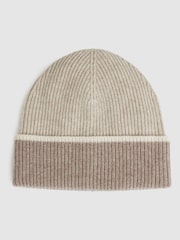 Reiss Taupe Filipa Wool Blend Tipped Beanie - Image 1 of 4