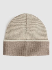 Reiss Taupe Filipa Wool Blend Tipped Beanie - Image 4 of 4