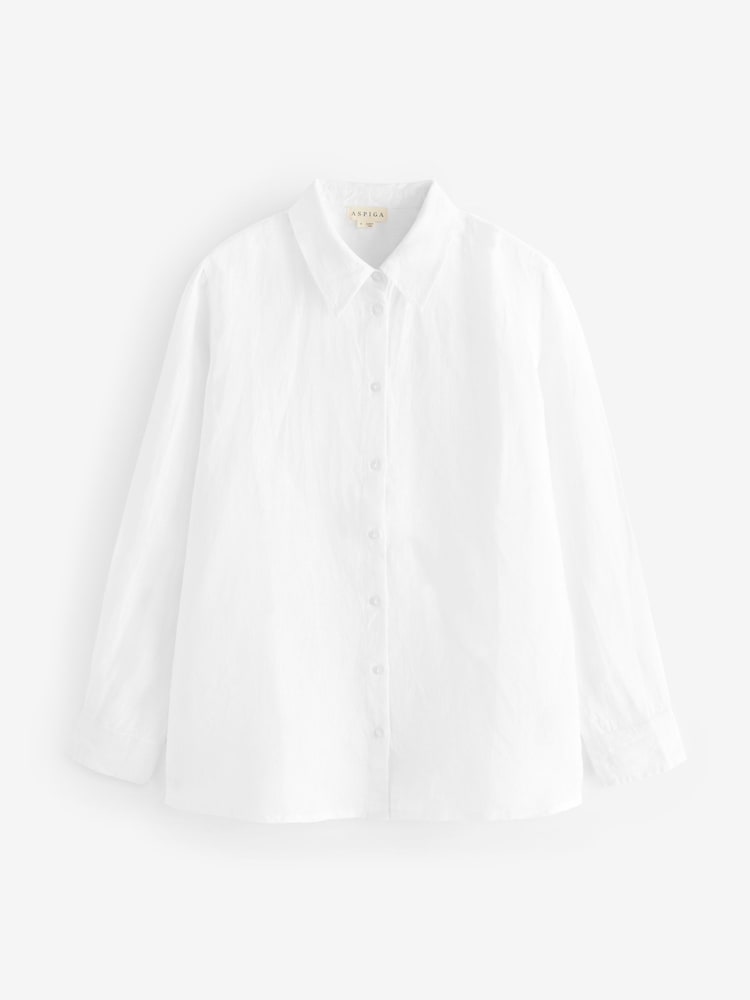 Aspiga White Womens Collared 100% Linen Shirt - Image 5 of 5