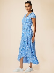 Aspiga Blue Demi Wrap 100% Cotton Dress - Image 1 of 7