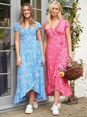 Aspiga Blue Demi Wrap 100% Cotton Dress - Image 6 of 7