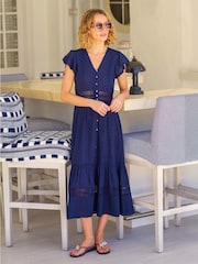 Синий - Aspiga Nyla Beach 100% Cotton Kaftan - Image 1 of 7