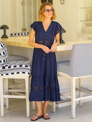 Синий - Aspiga Nyla Beach 100% Cotton Kaftan - Image 5 of 7
