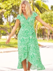 Aspiga Green Demi Wrap Dress - Image 1 of 7