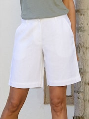 Aspiga White Long Alexandra 100% Cotton Shorts - Image 1 of 6