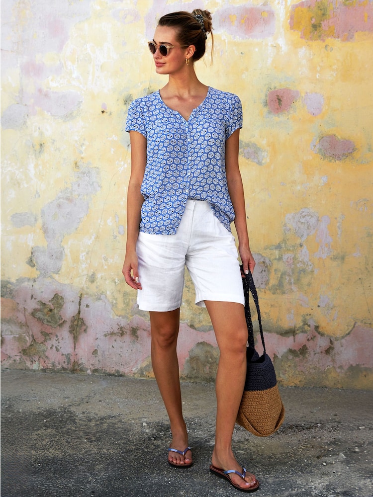 Aspiga White Long Alexandra 100% Cotton Shorts - Image 3 of 6