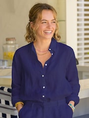 Aspiga Blue Womens Collared 100% Linen Shirt - Image 2 of 3